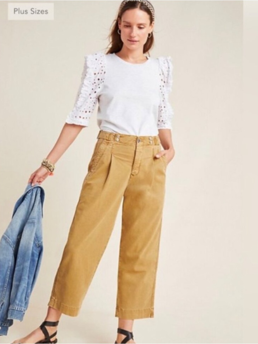 Anthropologie Crop Trousers in tan size 28